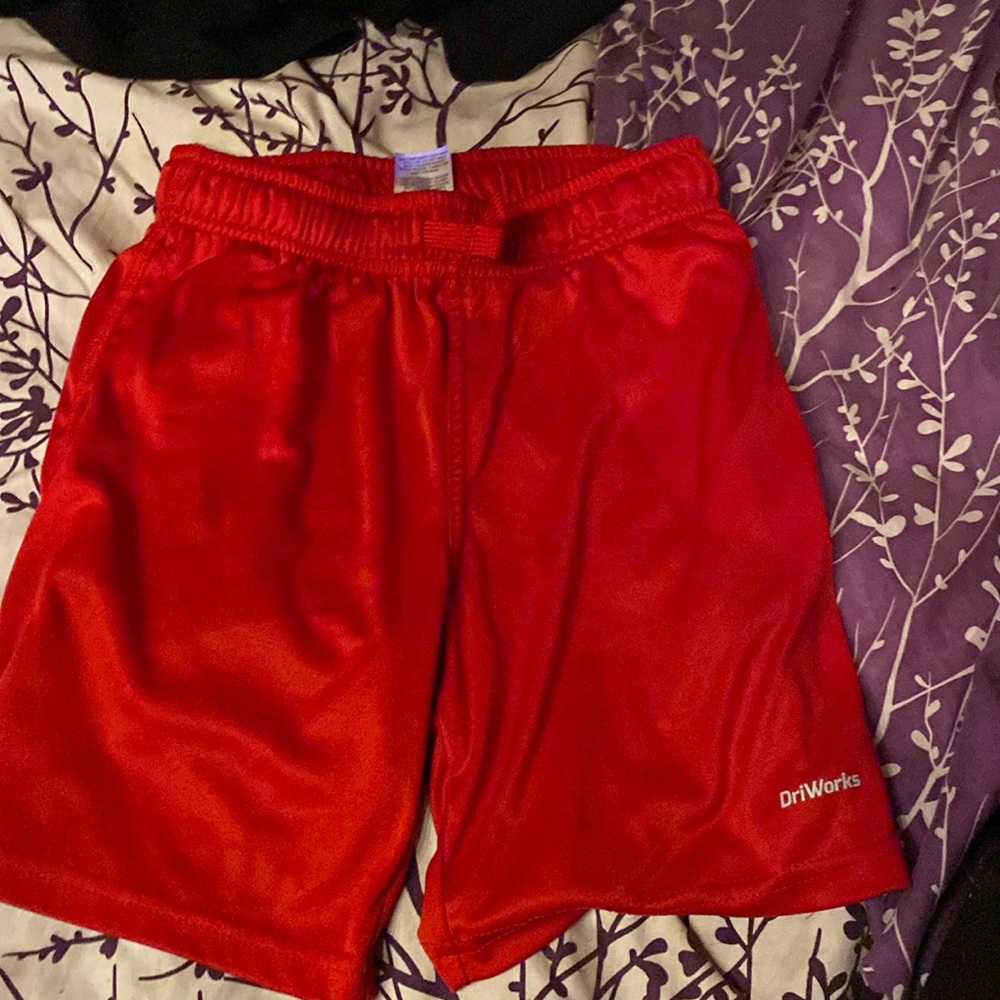 These are some red size 8 kids shorts
